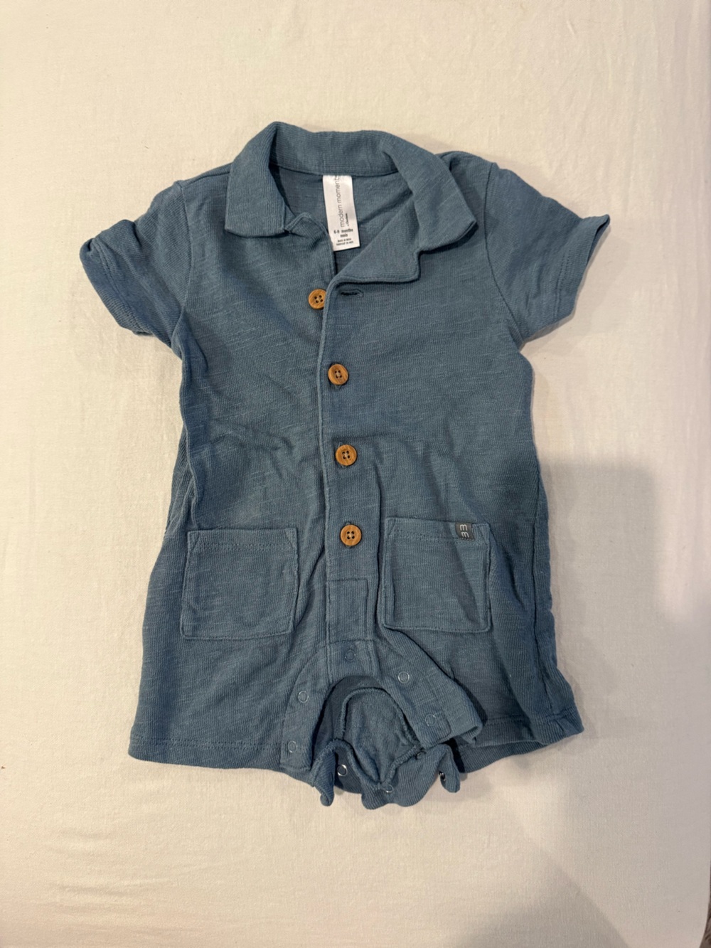 Children's Short-Sleeve One-Piece Romper in Slate Blue
